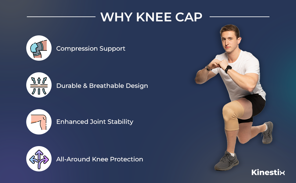 Kinestix Knee Cap Support Brace - Pair - Compression & Pain Relief