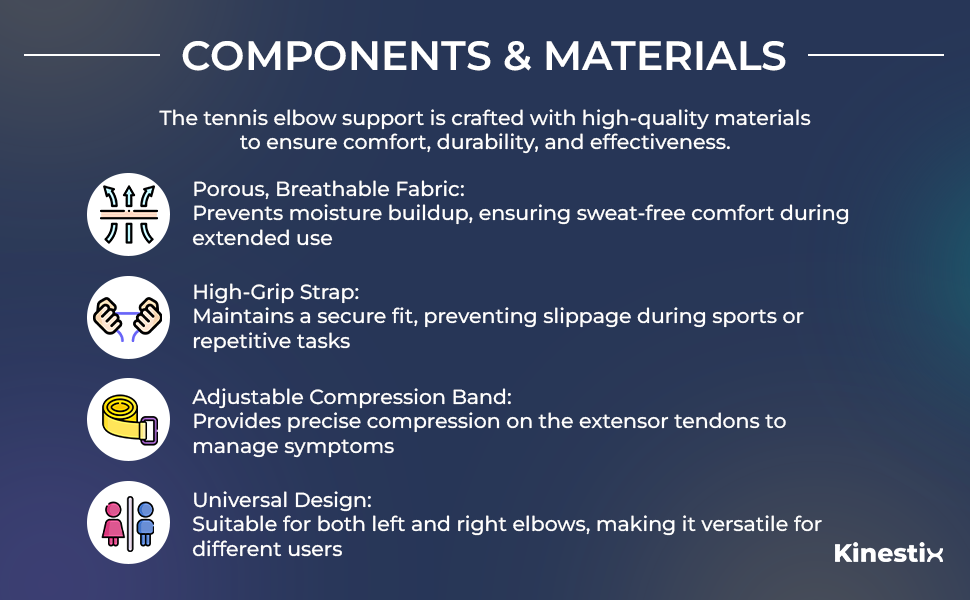Kinestix Tennis Elbow Brace – Adjustable & Breathable Support