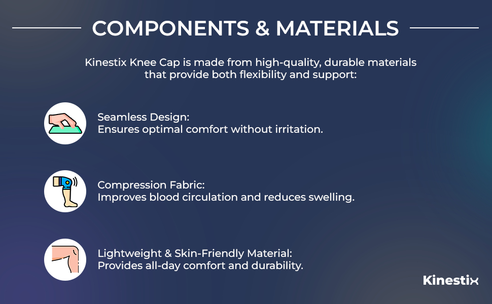 Kinestix Knee Cap Support Brace - Pair - Compression & Pain Relief