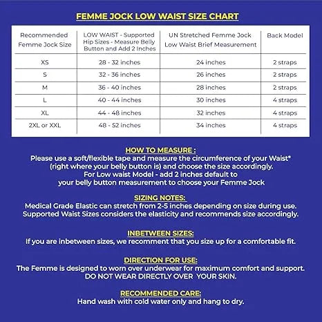 Femme Jock - Uterus Girdle for Prolapsed or Dropped Bladder - Vulvar Varicosities - Postpartum Recovery - Symphysis Pubis - Dysfunction Pain - High Waist - Combo Pack of 2