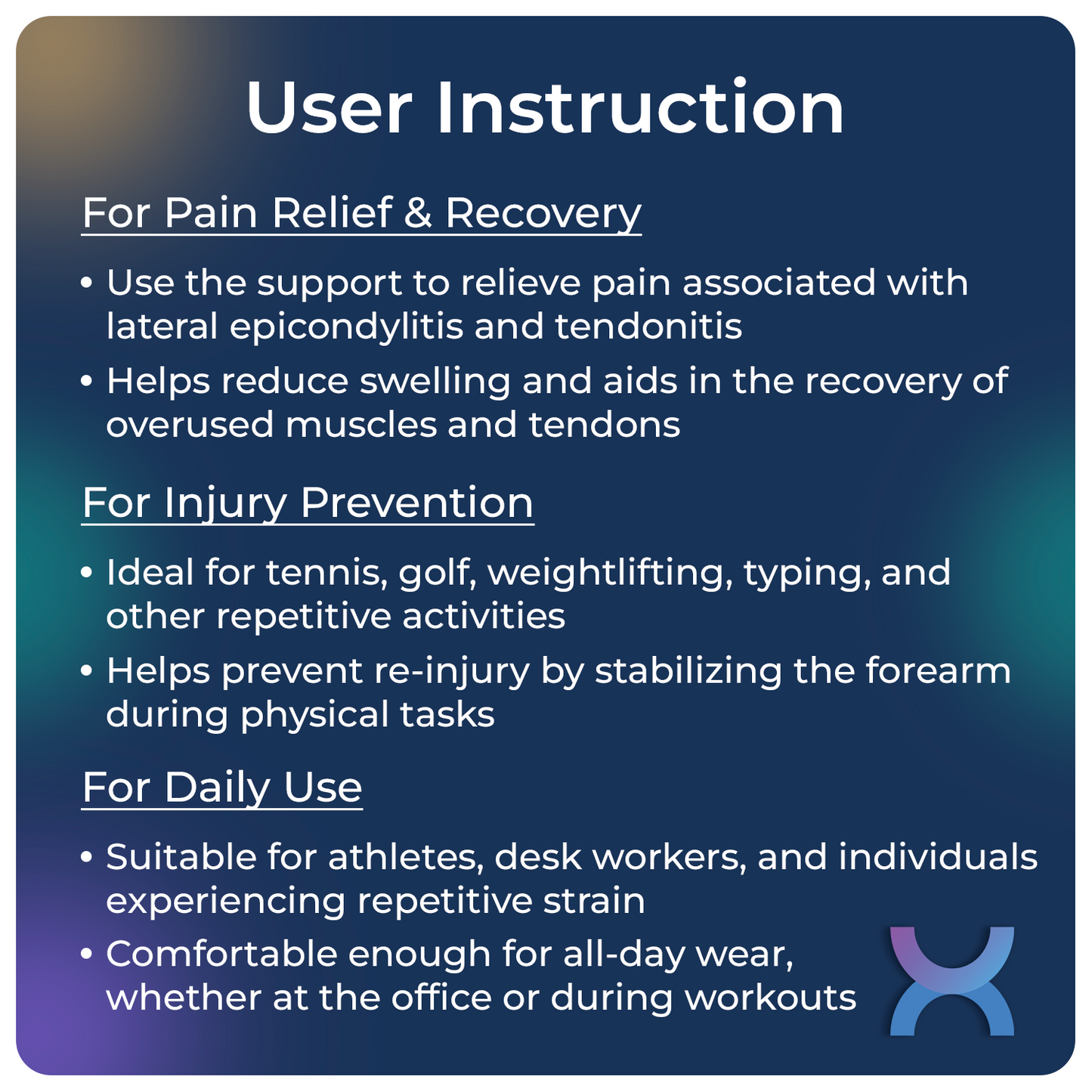 Use instructions for the tennis elbow support