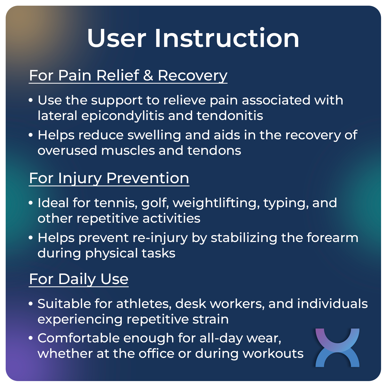 Use instructions for the tennis elbow support