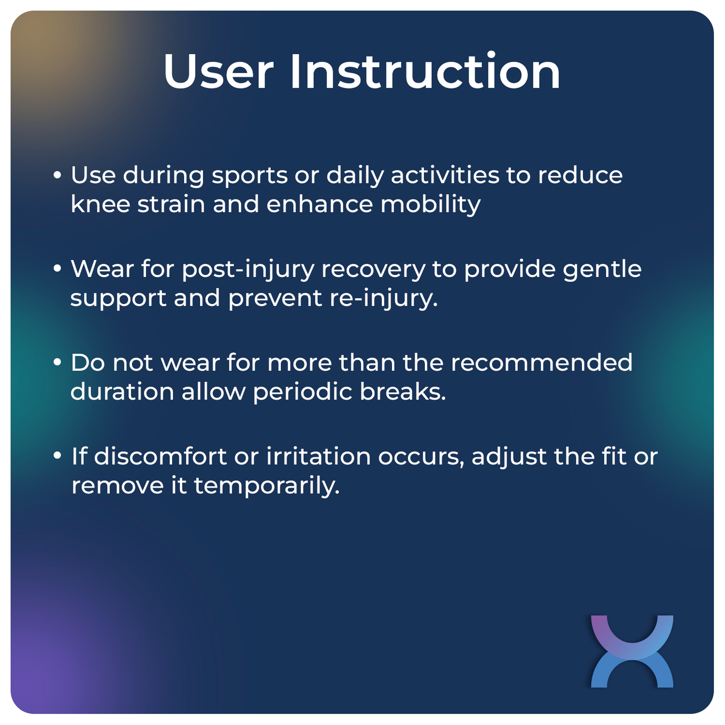 User instructions for knee Cap without hinge