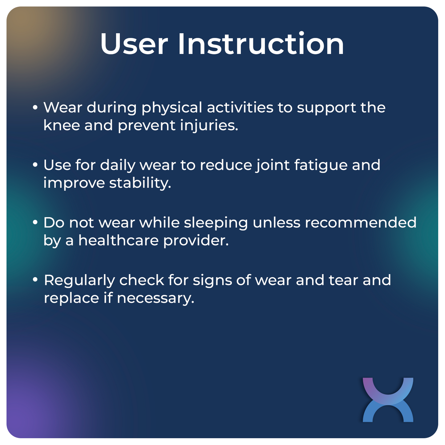 User instructions for knee cap support brace