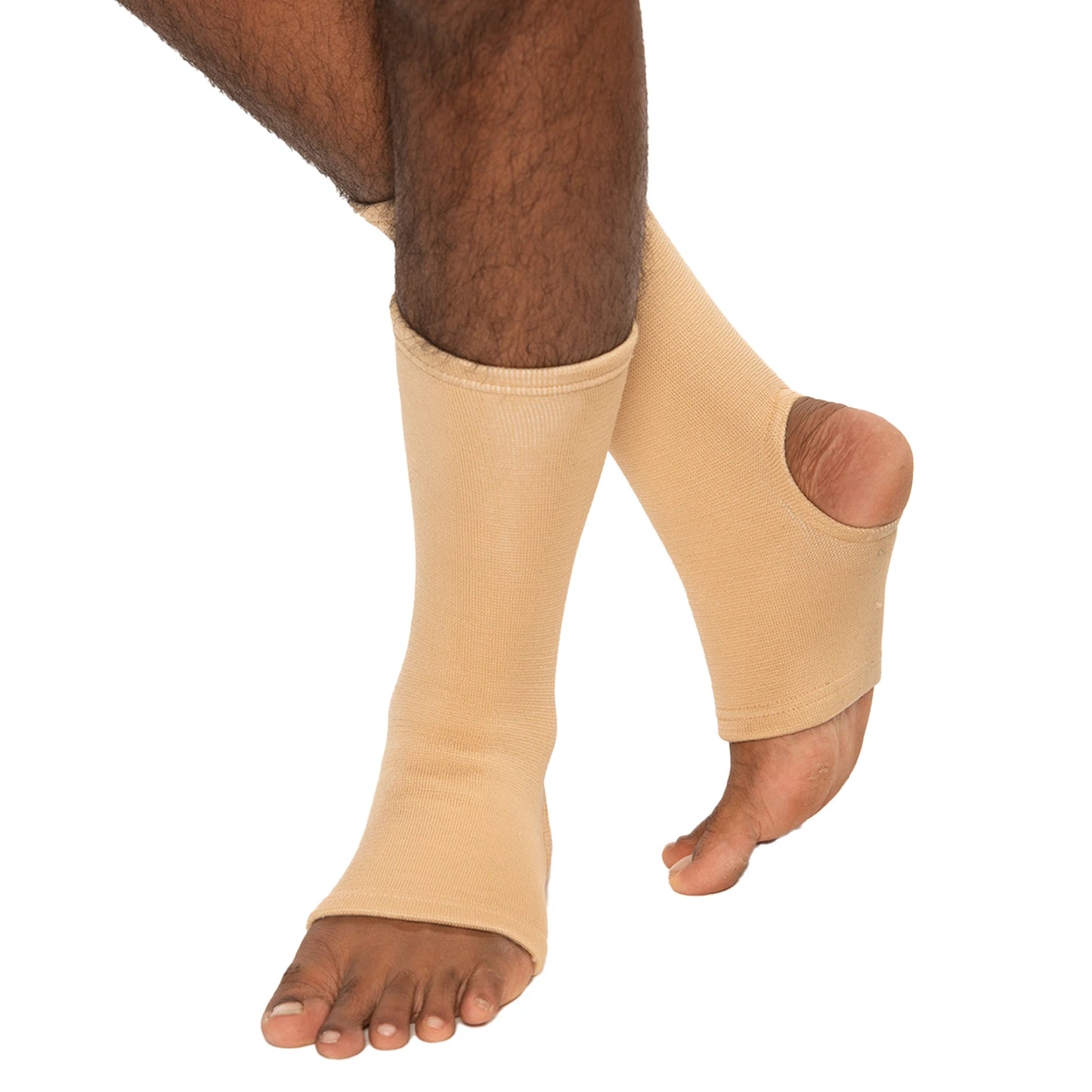 Breathable Ankle Support Brace on feet