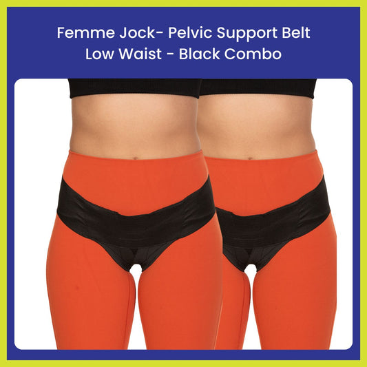 Femme Jock Women’s Pelvic Support Belt ― Uterus Girdle for Prolapsed Bladder | Vulvar Varicosities | Postpartum Recovery | Symphysis Pubis | Dysfunction Pain Relief - Low Waist - Combo Pack of 2