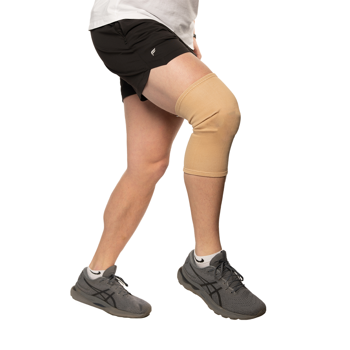 Men showing knee cap brace