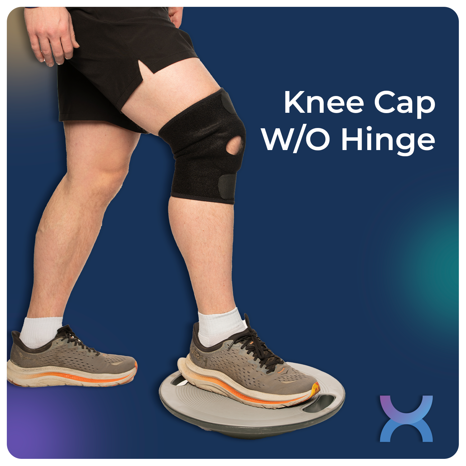 Men wearing a knee cap without hinge