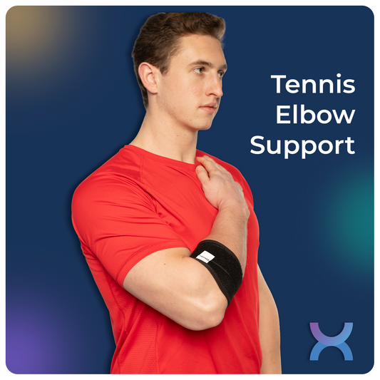 Man Wearing Black colour Tennis Elbow Support Brace