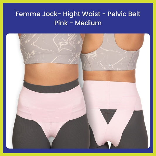Femme Jock - Uterus Girdle for Prolapsed or Dropped Bladder - Vulvar Varicosities - Postpartum Recovery - Symphysis Pubis - Dysfunction Pain - High Waist - Baby Pink - Medium