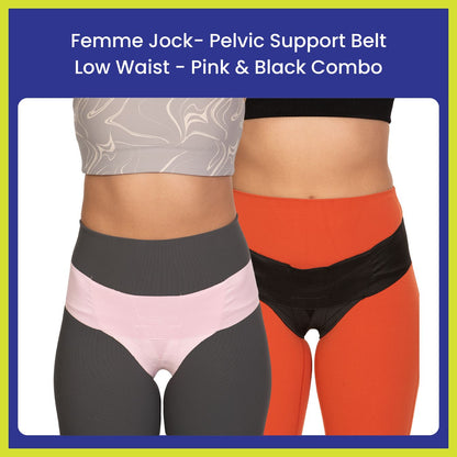 Femme Jock Women’s Pelvic Support Belt ― Uterus Girdle for Prolapsed Bladder | Vulvar Varicosities | Postpartum Recovery | Symphysis Pubis | Dysfunction Pain Relief - Low Waist - Combo Pack of 2
