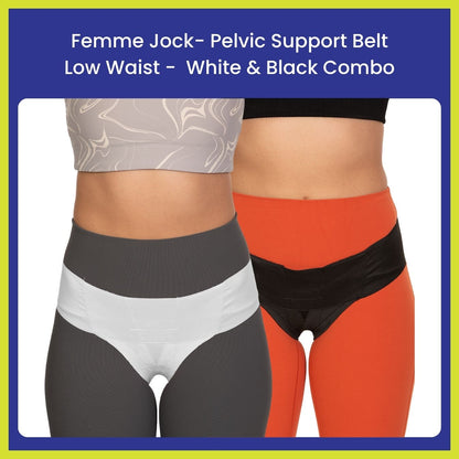 Femme Jock Women’s Pelvic Support Belt ― Uterus Girdle for Prolapsed Bladder | Vulvar Varicosities | Postpartum Recovery | Symphysis Pubis | Dysfunction Pain Relief - Low Waist - Combo Pack of 2