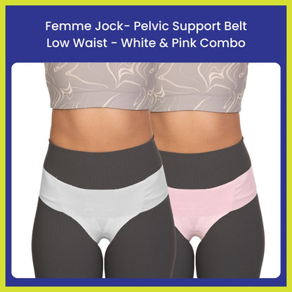 Femme Jock Women’s Pelvic Support Belt ― Uterus Girdle for Prolapsed Bladder | Vulvar Varicosities | Postpartum Recovery | Symphysis Pubis | Dysfunction Pain Relief - Low Waist - Combo Pack of 2
