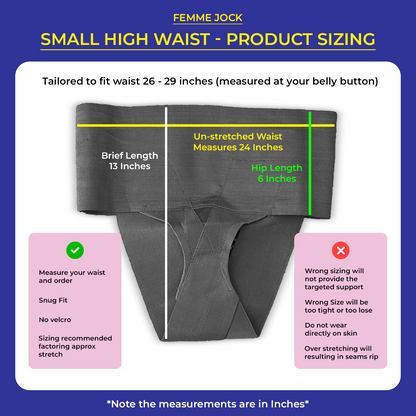 Femme Jock - Uterus Girdle for Prolapsed or Dropped Bladder - Vulvar Varicosities - Postpartum Recovery - Symphysis Pubis - Dysfunction Pain - High Waist - Combo Pack of 2 - Jet Black & Jet Black - Small