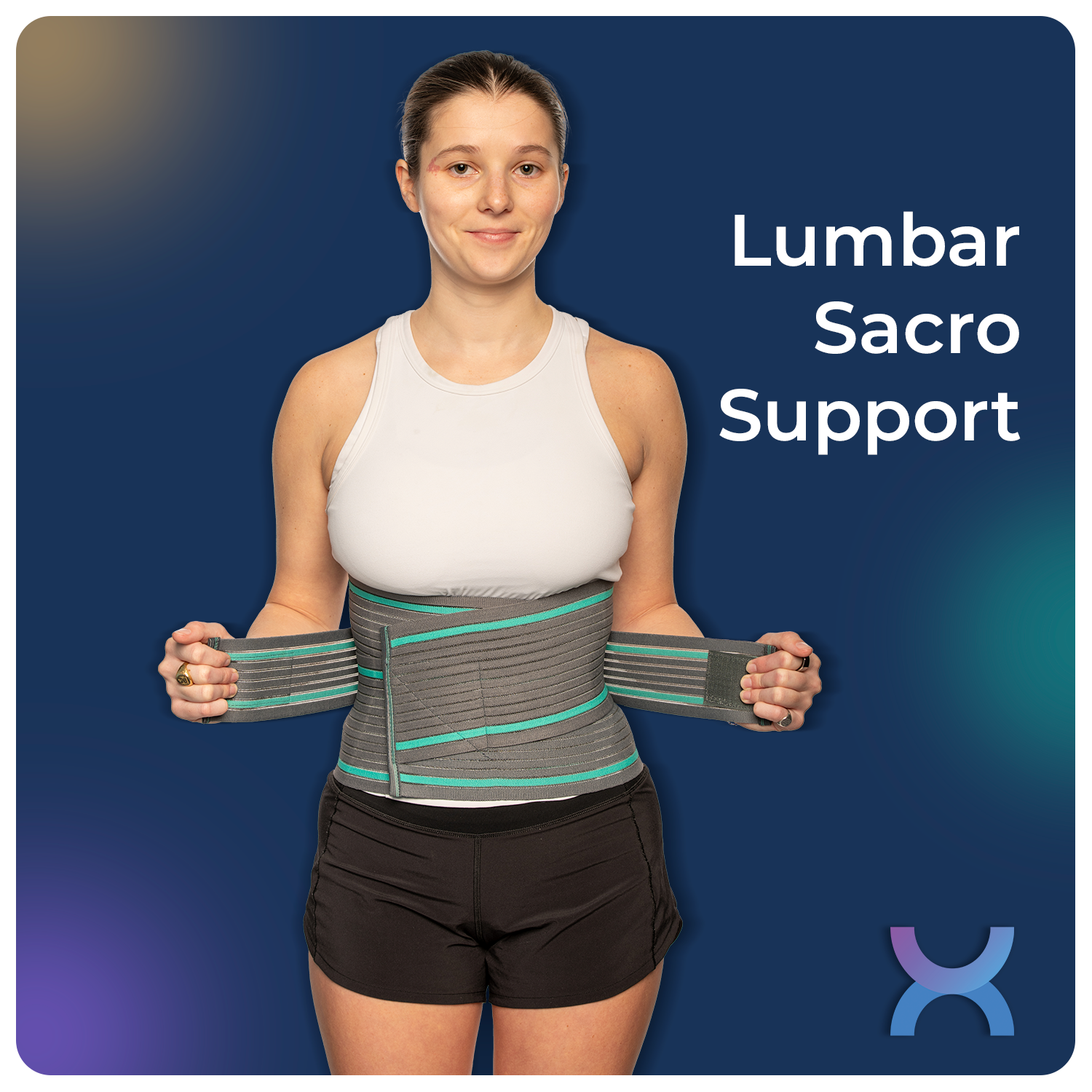 Women demonstrating the lumbar Sacro support belt