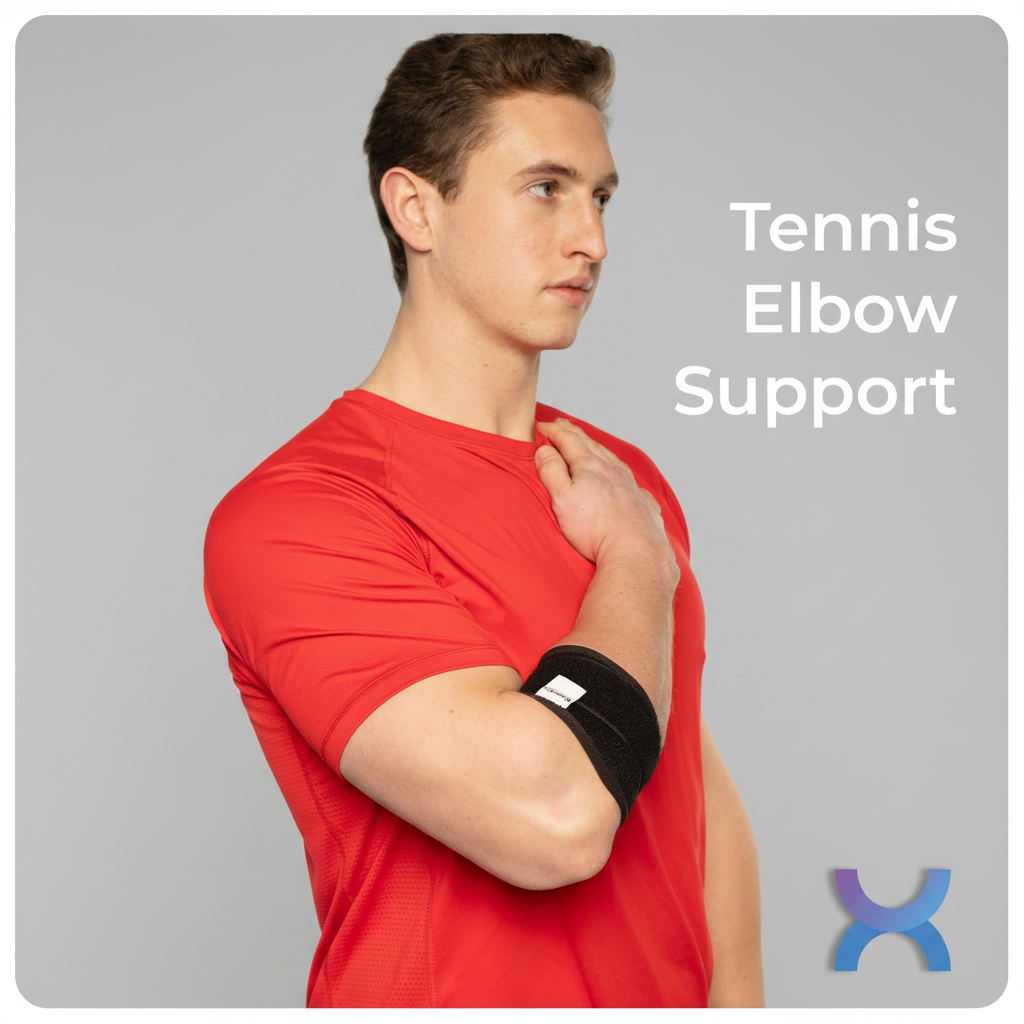 Man Wearing Black colour Tennis Elbow Support Brace